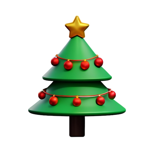 Árbol de Navidad en 3D con fondo blanco