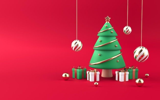 árbol de navidad, 3d, render