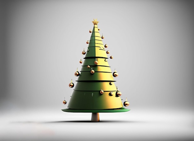 Árbol de Navidad 3D sobre fondo blanco Concepto de Navidad