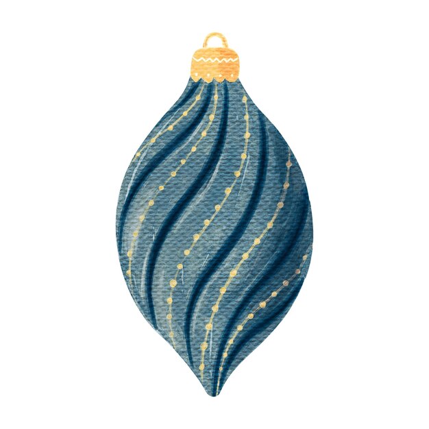 Árbol de Navidad de acuarela Juguete de vidrio aislado Elemento navideño dibujado a mano Año nuevo y Navidad