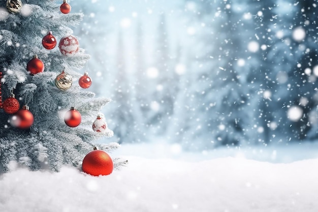 Un árbol de Navidad con adornos rojos y blancos.