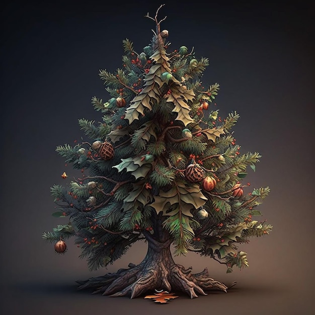 Un árbol de navidad con un árbol de navidad en él