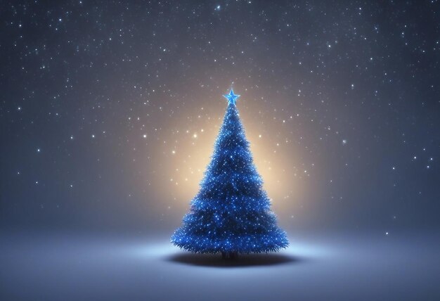 Un árbol de Navidad azul con una estrella en él