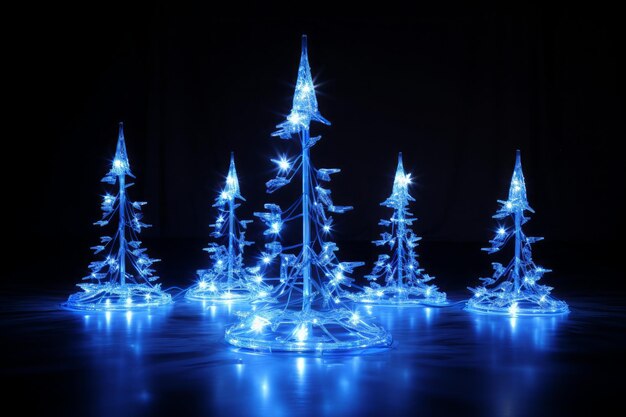 Foto un árbol de navidad azul con luces en él