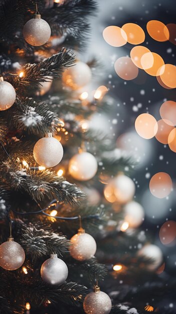 Foto Árbol de navidad con bola para el fondo de navidad