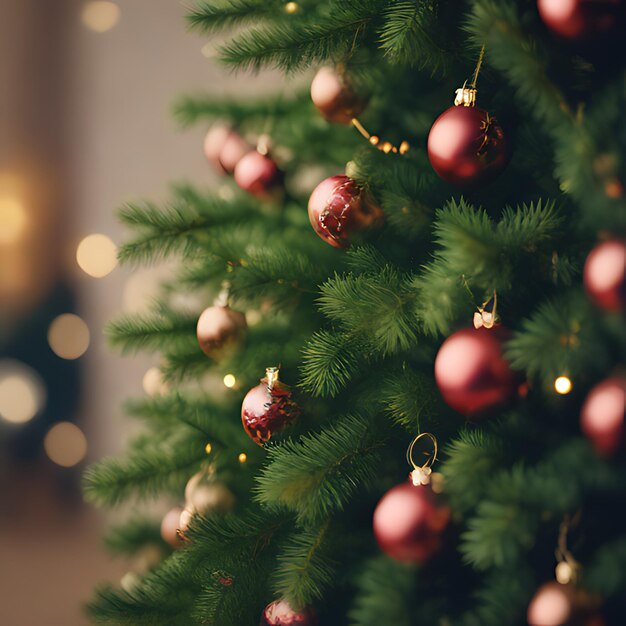 un árbol de Navidad con una bola roja y una estrella dorada en él