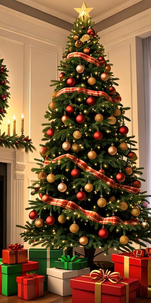 Árbol de Navidad con caja de regalos