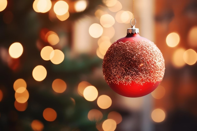 Foto Árbol de navidad y chimenea ardiente sala de estar cálida con decoración de navidad celebración de vacaciones de invierno