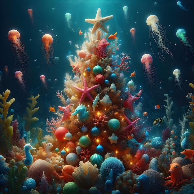 Foto Árbol de navidad de coral submarino