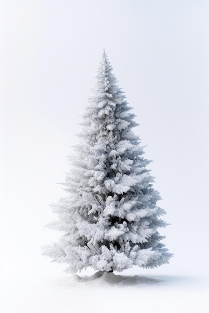 Foto un árbol de navidad cubierto de nieve aislado sobre un fondo blanco.