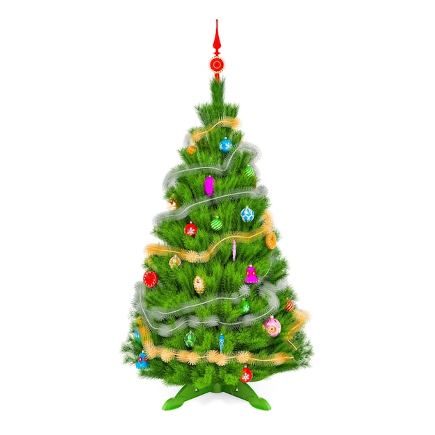 Árbol de navidad con decoración navideña renderizado 3D