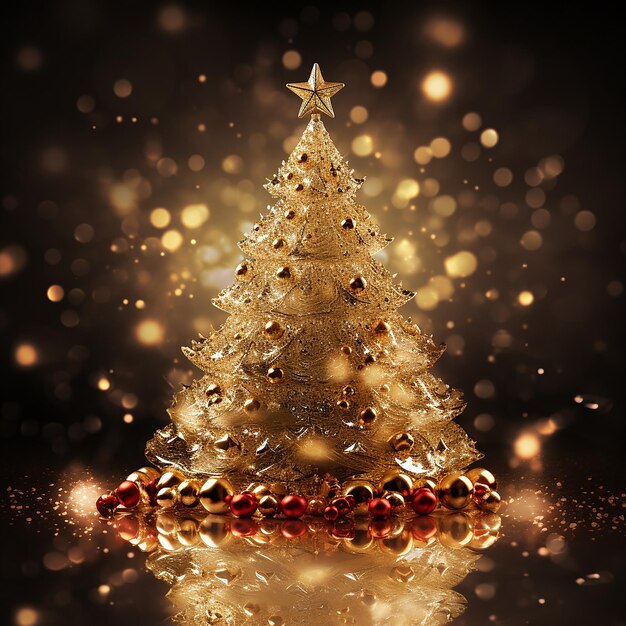 Foto Árbol de navidad decorativo con fondo brillante