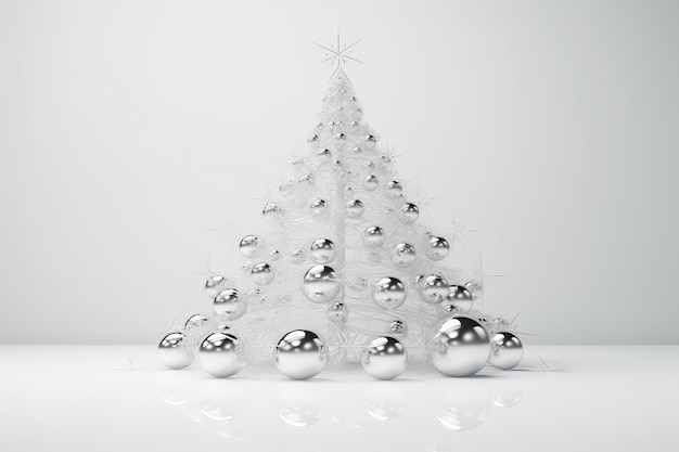 árbol de navidad espacio blanco telón de fondo red neuronal generado arte renderización 3d