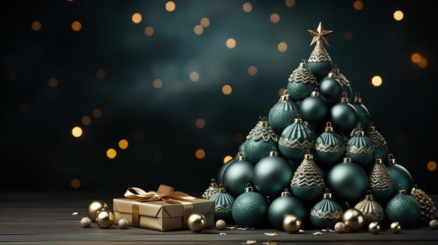 El árbol de Navidad está decorado con adornos y