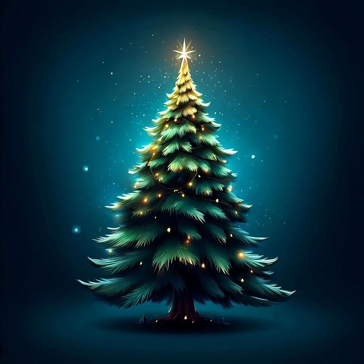 Un árbol de navidad con una estrella en él