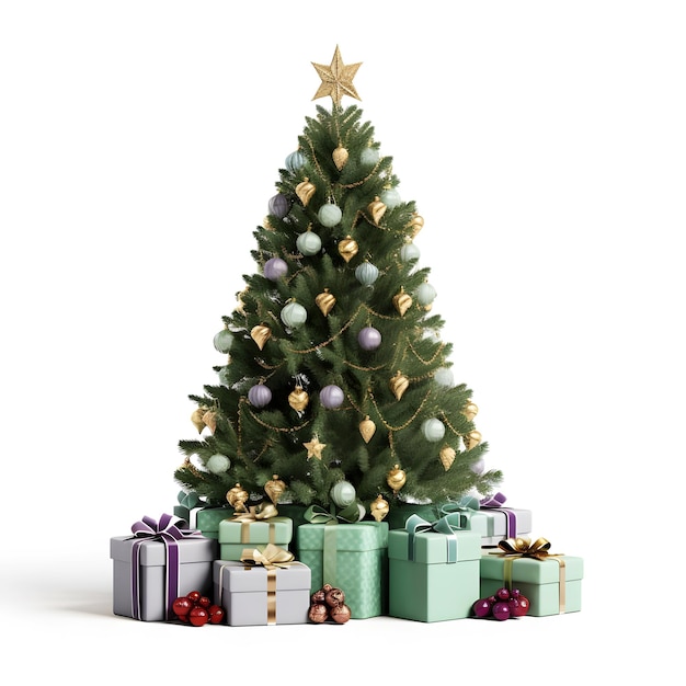 Un árbol de navidad con una estrella encima