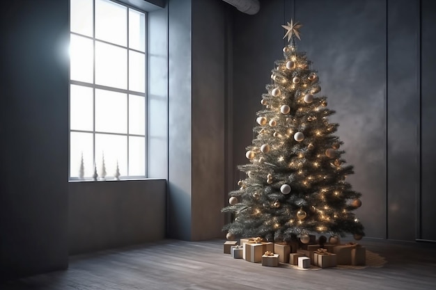 Un árbol de navidad con una estrella encima