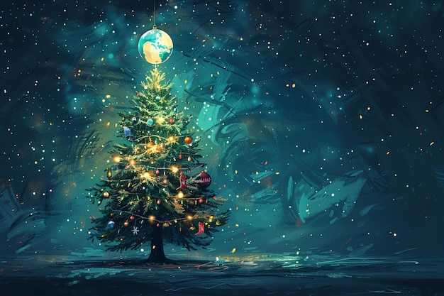 un árbol de Navidad con una estrella en la parte superior
