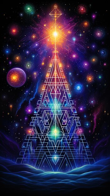 árbol de Navidad con la estrella del universo