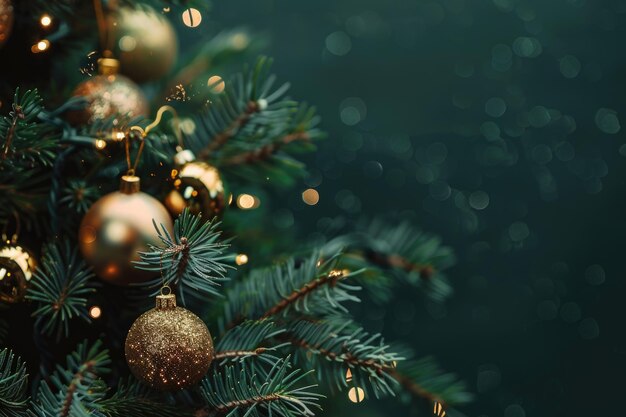 Árbol de Navidad festivo con decoraciones y luces Tarjeta de Feliz Navidad