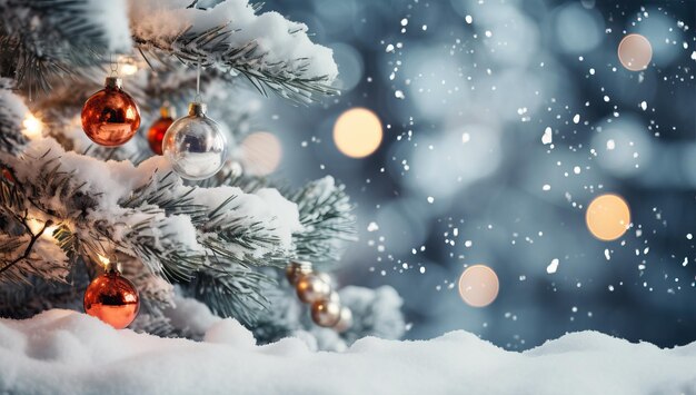 Foto Árbol de navidad festivo en la nieve