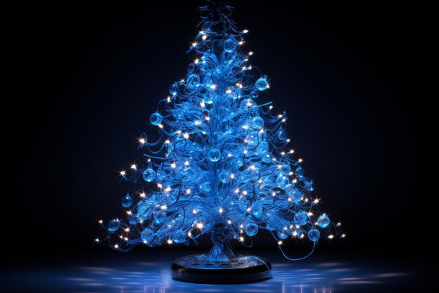 Foto Árbol de navidad de fondo azul