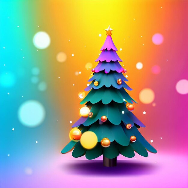 Foto Árbol de navidad con fondo colorido