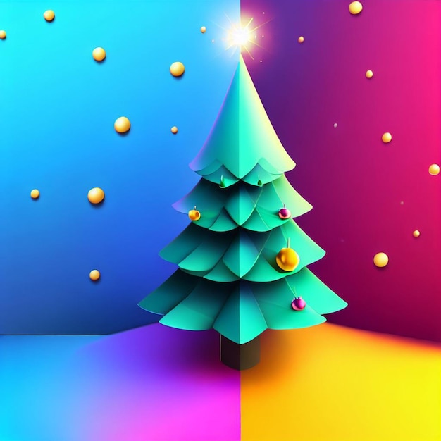 árbol de navidad con fondo colorido