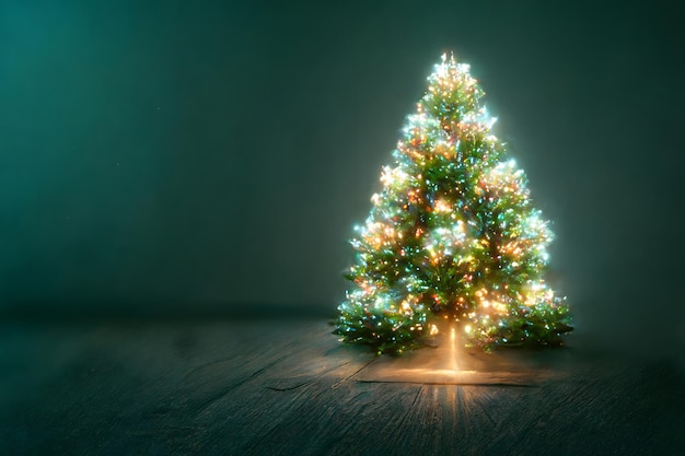 Árbol de Navidad en fondo gris red neuronal generado arte