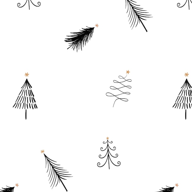 Árbol de Navidad fondo png patrón festivo en diseño negro de garabateo