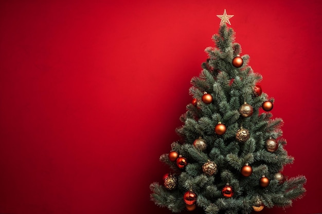 un árbol de Navidad con un fondo rojo con un fondo Rojo