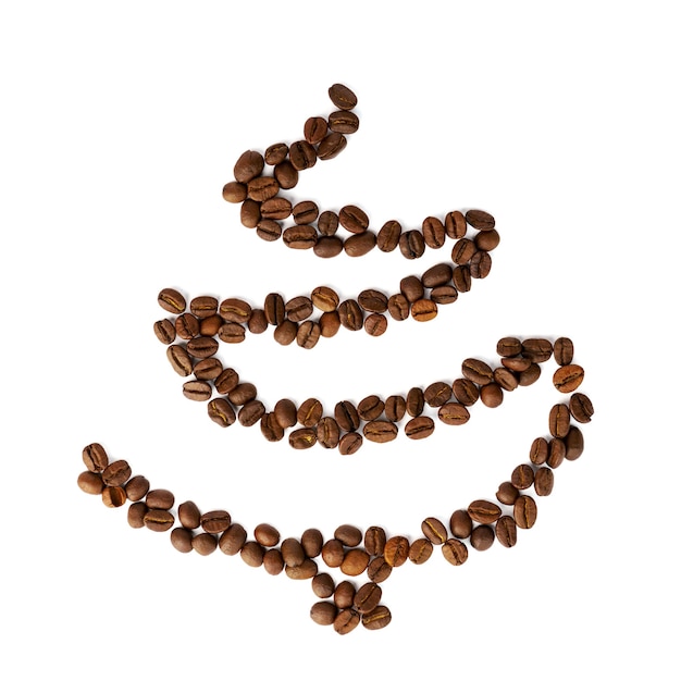 Foto Árbol de navidad hecho de granos de café aislado sobre fondo blanco.