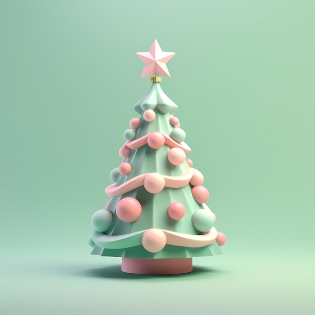 árbol de navidad isométrico 3d colores pastel suaves