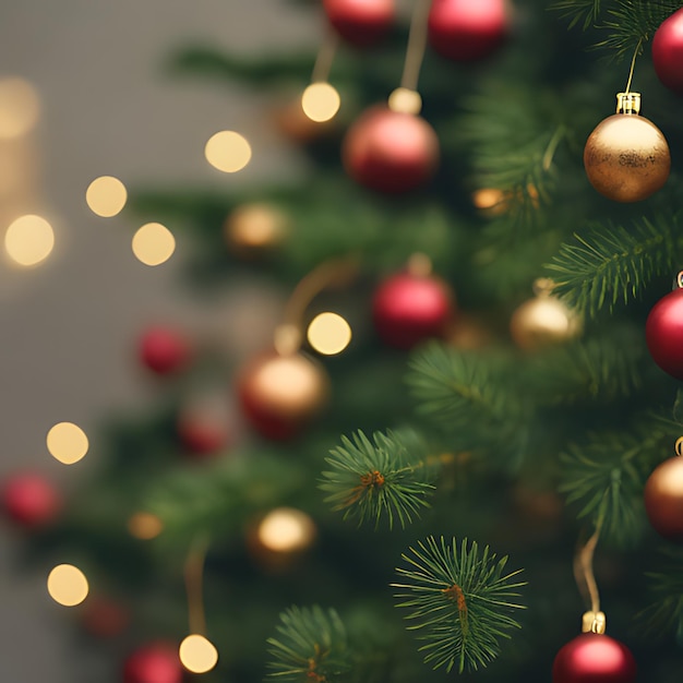 un árbol de Navidad con una joya roja y adornos de oro