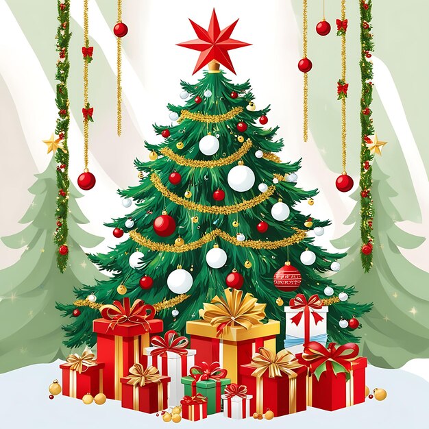 un árbol de Navidad con un letrero que dice Feliz Navidad