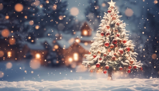 Un árbol de Navidad con luces y adornos