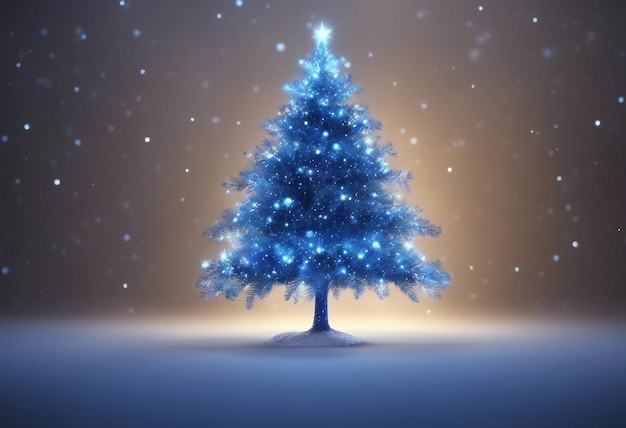 Un árbol de Navidad con luces azules en él