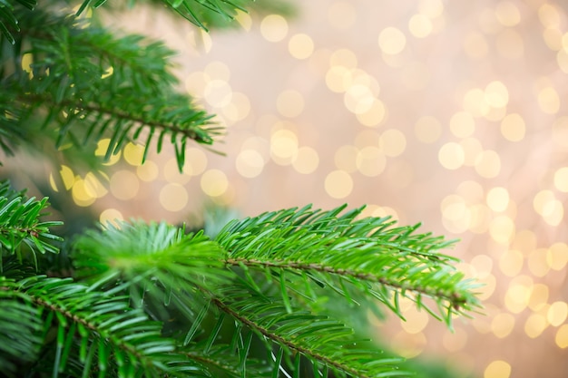 Árbol de navidad con luces bokeh