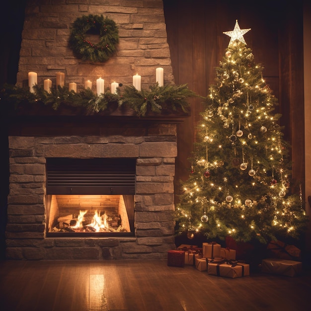 Árbol de navidad con muchos juguetes