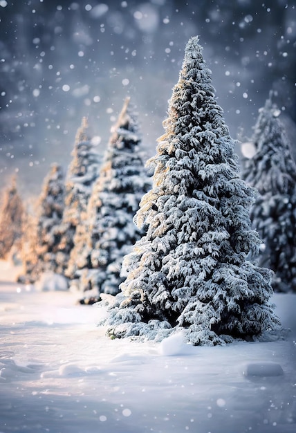 Árbol de navidad en la naturaleza 3d ilustrado