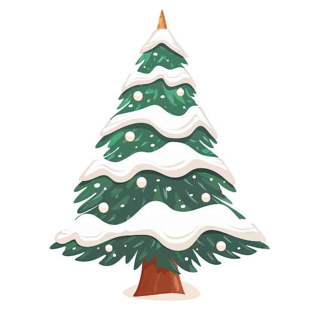 un árbol de Navidad con nieve y un árbol verde en la parte superior