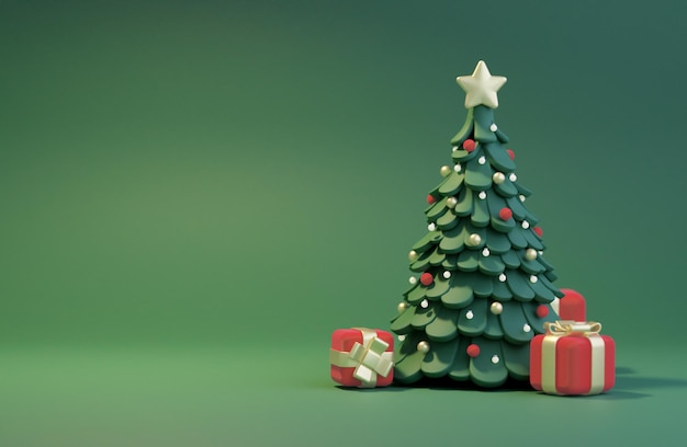 árbol de navidad, plano de fondo, 3d, interpretación