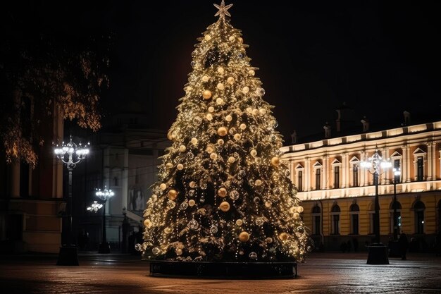 Foto Árbol de navidad en la plaza de la ciudad