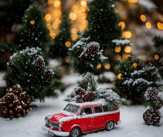 árbol de navidad con regalos nevados