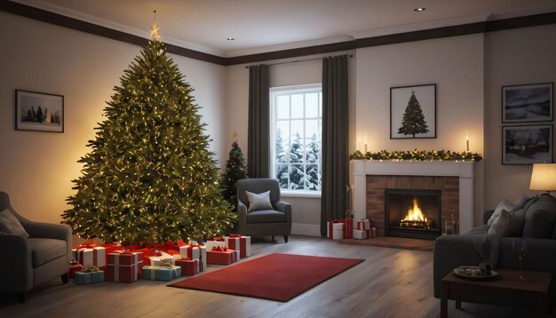 Foto Árbol de navidad con regalos