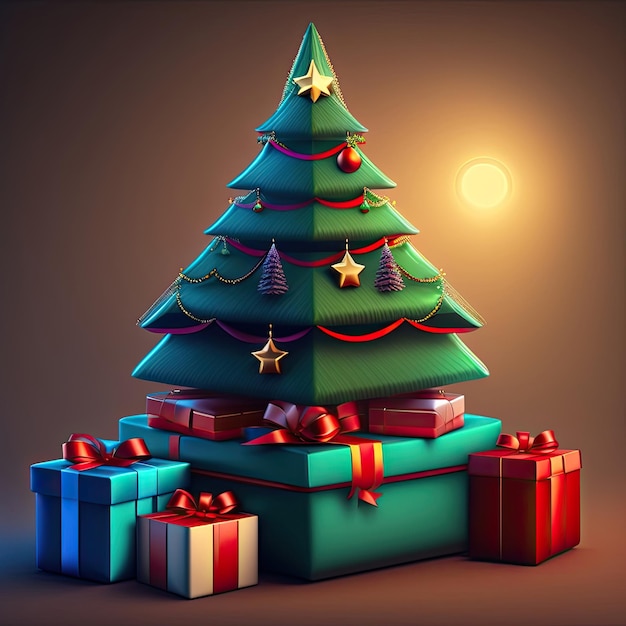 árbol de navidad y regalos