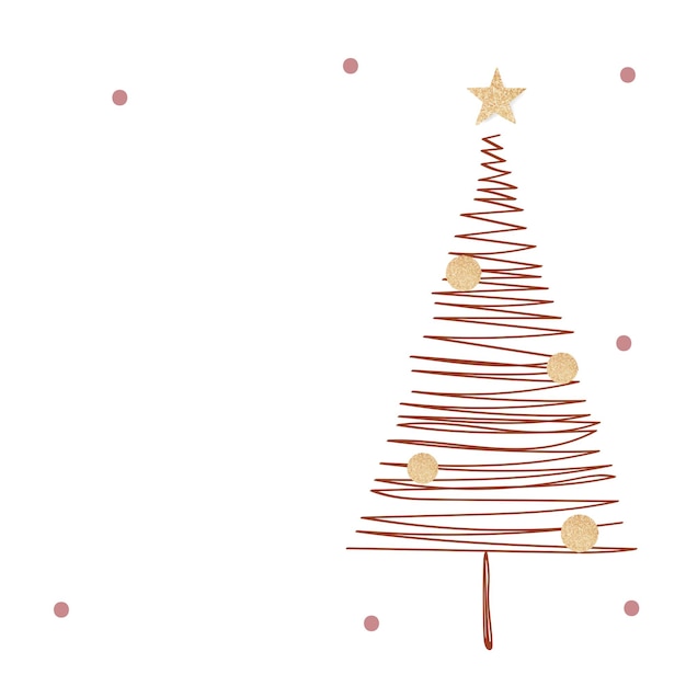 Árbol de Navidad rojo fondo png borda de nieve de invierno en diseño de doodle