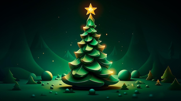 Foto Árbol de navidad sobre un fondo verde
