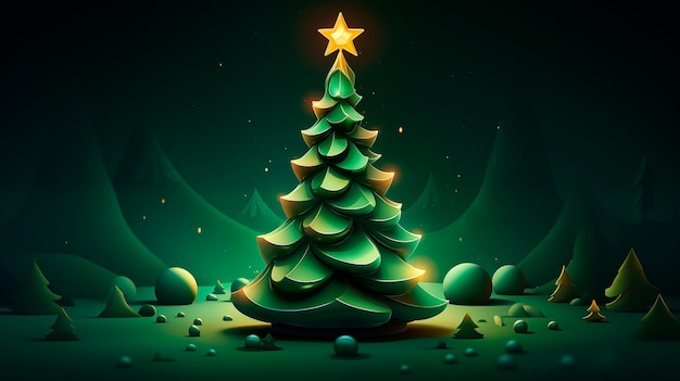 Árbol de Navidad sobre un fondo verde