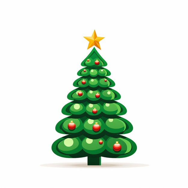 Árbol de Navidad vector 2d color plano fondo blanco